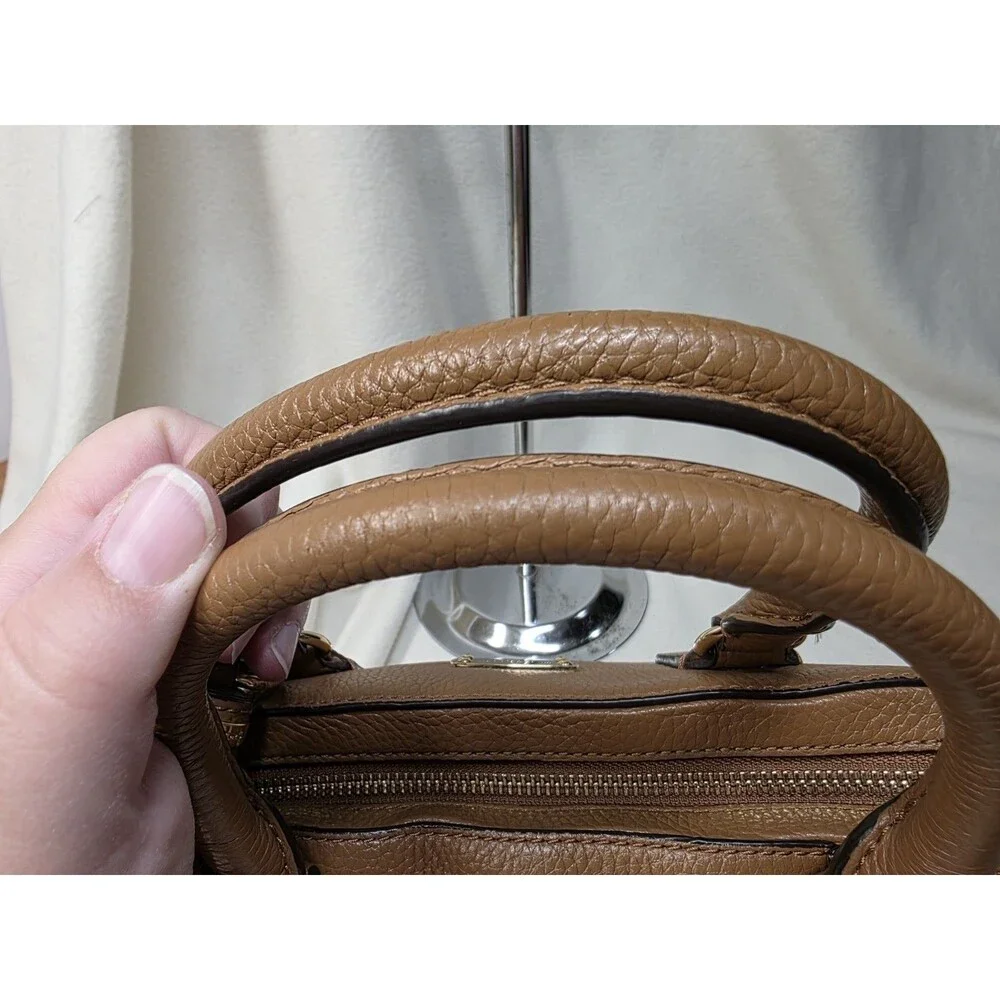 Michael Kors Cow Leather Medium Satchel Caramel/Tan Purse Hand Bag Crossbody